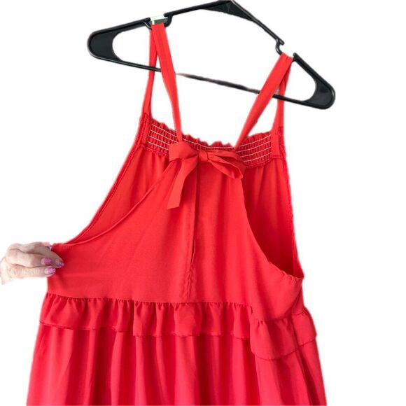 Maxi Dress Women L Orange Ruffle Boho Retro Cottagecore Hyper Feminine whimsy - Picture 2 of 9